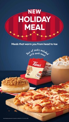 Tim Hortons® launches new Holiday Meal combo including a Flatbread Pizza, side, beverage and collectable socks! (CNW Group/Tim Hortons) Tim Hortons® launches new Holiday Meal combo including a Flatbread Pizza, side, beverage and collectable socks! (CNW Group/Tim Hortons)