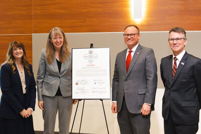 (L-R) Susan R. Burns, PhD, President, University of Mount Saint Vincent; Glena G. Temple, PhD, President, Dominican University; Thomas M. Evans, PhD, President, University of the Incarnate Word; Gilberto J. Marxuach Torrós, JD, President, Universidad del Sagrado Corazón