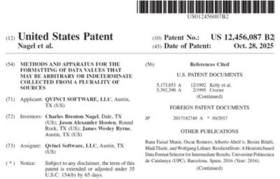 Qvinci's Newest Patent Revolutionizes Automated, Disparate-Data Processing and Business Intelligence for Multi-Location Organizations