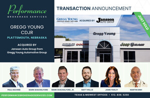 Performance Brokerage Services Advises on the Sale of Gregg Young Chrysler Dodge Jeep Ram of Plattsmouth, Nebraska from Gregg Young Automotive Group to Janssen Auto Group