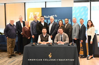 Arizona College of Nursing and American College of Education teams celebrate the signing of their agreement.
