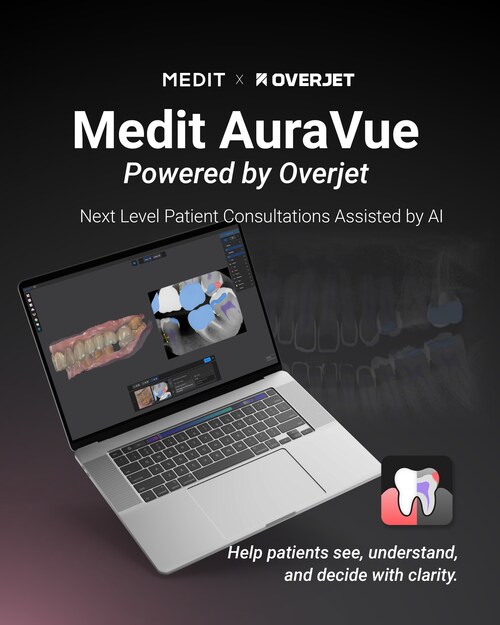 Medit Launches AuraVue: A Unified 3D Intraoral Scan and X-Ray Visualization Powered by Overjet AI Medit Launches AuraVue: A Unified 3D Intraoral Scan and X-Ray Visualization Powered by Overjet AI