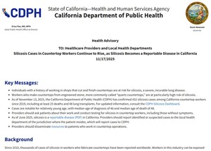 California Department of Public Health Issues Urgent Health Advisory: Silicosis Cases Surge Among Artificial Stone Countertop Workers