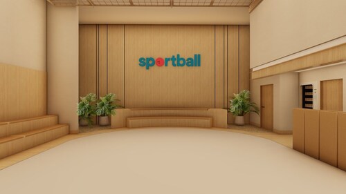 Rendering of the planned state-of-the-art Sportball facility complete with high-grade air filtration, childcare, a mezzanine café, and open gym space for families to enjoy together. (CNW Group/Sportball Systems Inc.)