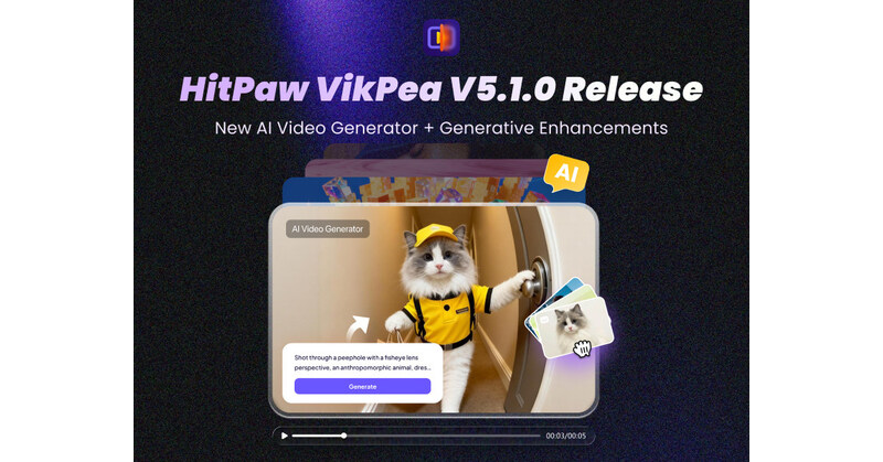 HitPaw VikPea Launches V5.1.0: Unveiling AI Video Generator, AI Generative Model, and Enhanced Frame Interpolation for Next-Level Video Creation