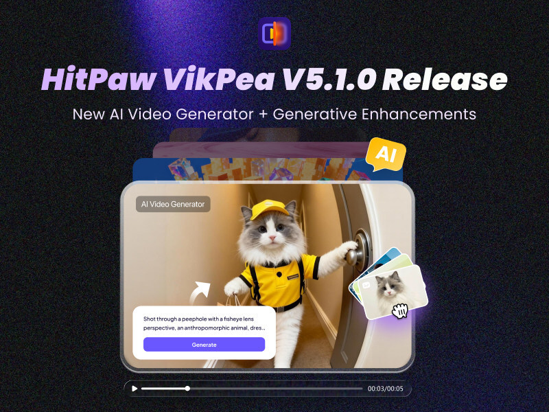 HitPaw VikPea Launches V5.1.0: Unveiling AI Video Generator, AI Generative Model, and Enhanced Frame Interpolation for Next-Level Video Creation