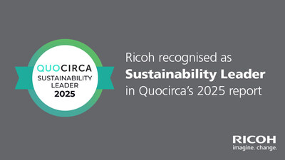 Ricoh recognised as a Sustainability Leader in Quocirca’s 2025 report, reflecting its ongoing commitment to sustainable innovation across operations, supply chain, and customer solutions. Ricoh recognised as a Sustainability Leader in Quocirca’s 2025 report, reflecting its ongoing commitment to sustainable innovation across operations, supply chain, and customer solutions.