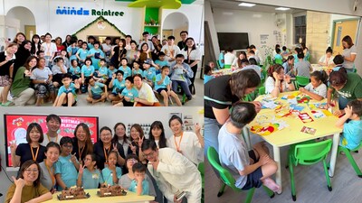 Students and volunteers celebrating Christmas together at MINDS Raintree SSCC