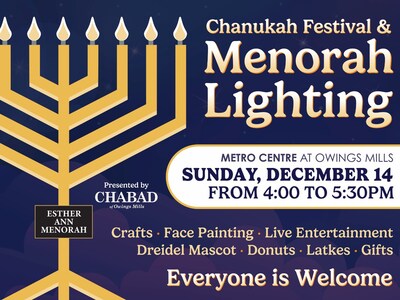 2025 Chanukah Festival & Menorah Lighting at Metro Centre Owings Mills 2025 Chanukah Festival & Menorah Lighting at Metro Centre Owings Mills
