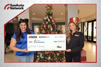 Check presentation with Taylor Sterling from Sun Auto Marketing and Brittany Schipper, the Tunnel to Tower Representative and Program Director for the Houston Village in Texas.