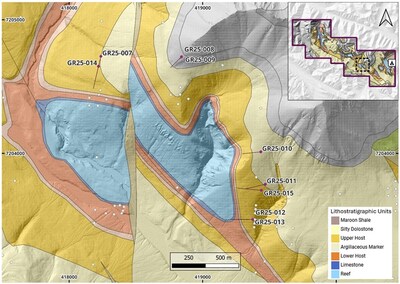 Figure 3: Intrepid target. 2025 drillholes and traces in purple, historical drillholes in white. (CNW Group/Fireweed Metals Corp.)