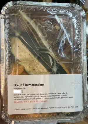 Avis de ne pas consommer de bœuf à la marocaine préparé et vendu par l'entreprise Chef à votre service