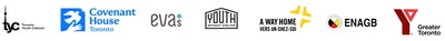 Toronto Youth Cabinet, Covenant House Toronto, EVAs, Youth Without Shelter, A Way Home, ENAGB and YMCA of Greater Toronto Logos (CNW Group/Covenant House Toronto) Toronto Youth Cabinet, Covenant House Toronto, EVAs, Youth Without Shelter, A Way Home, ENAGB and YMCA of Greater Toronto Logos (CNW Group/Covenant House Toronto)