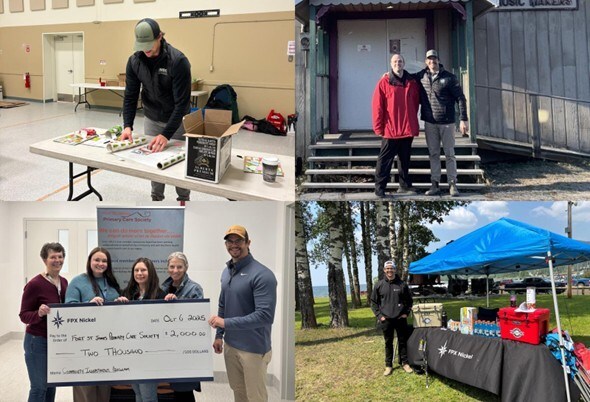 Photos: FPX Nickel Community Manager, Jon Gibson, attending and supporting community events across Fort St. James. From left to right, top to bottom: Fort St. James Food & Toy Drive gift wrapping; Fort St. James Music Makers; Fort St. James Primary Care Society cheque presentation; and National Indigenous Peoples Day event hosted by Nak’azdli Whut’en and the District of Fort St. James. (CNW Group/FPX Nickel Corp.)