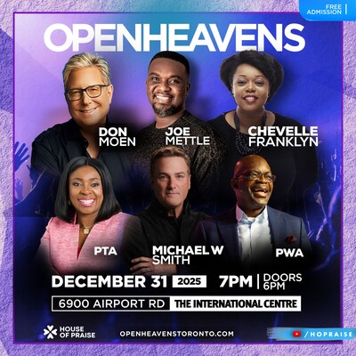 OH25 lineup - Open Heavens 2025 Brings Michael W. Smith and Global Music Icons to Toronto for a Grand, Glorious, and Game-Changing NYE Celebration (CNW Group/HOUSE OF PRAISE) OH25 lineup - Open Heavens 2025 Brings Michael W. Smith and Global Music Icons to Toronto for a Grand, Glorious, and Game-Changing NYE Celebration (CNW Group/HOUSE OF PRAISE)
