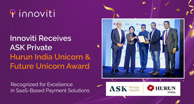Innoviti Receives ASK Private Hurun India Unicorn & Future Unicorn Award (PRNewsfoto/Innoviti Technologies Pvt. Ltd.) Innoviti Receives ASK Private Hurun India Unicorn & Future Unicorn Award (PRNewsfoto/Innoviti Technologies Pvt. Ltd.)