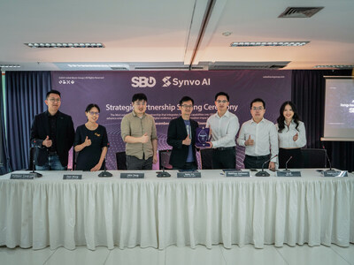 From left to right: Synvo AI team - Chief Strategy Officer (CSO), Prof. Cavan Loy; COO, Dr. Faye Wong; CTO, Dr. Jake Yang; CEO, Mr. YH Saim; SBG team - CAIO, Mr. Matthew Setiawan; CEO, Mr. Andi; COO, Ms. Daphne Hidayat. From left to right: Synvo AI team - Chief Strategy Officer (CSO), Prof. Cavan Loy; COO, Dr. Faye Wong; CTO, Dr. Jake Yang; CEO, Mr. YH Saim; SBG team - CAIO, Mr. Matthew Setiawan; CEO, Mr. Andi; COO, Ms. Daphne Hidayat.