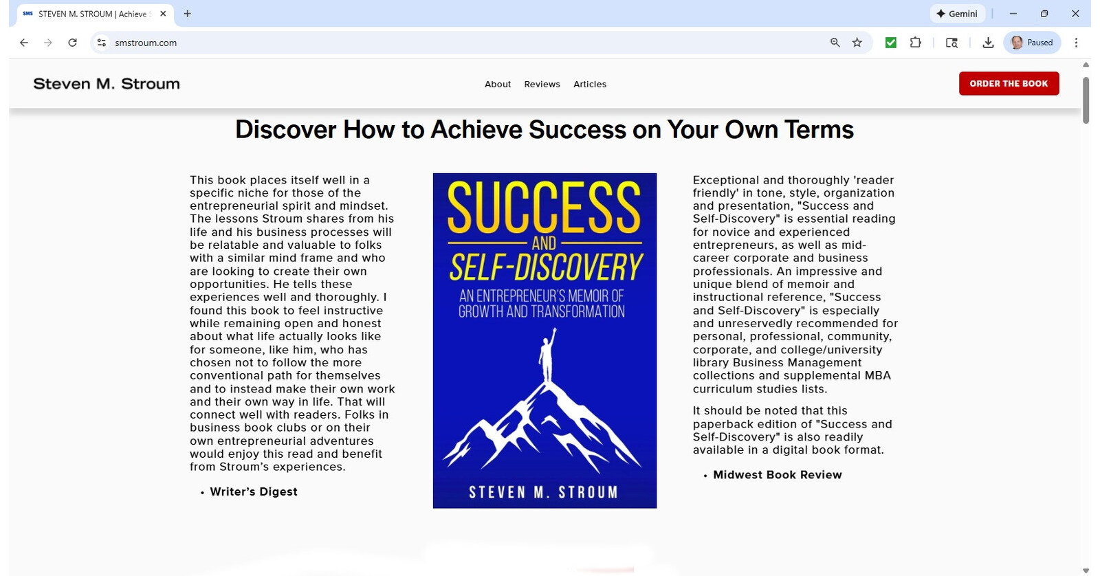 Steven M. Stroum Launches Updated Website for his Entrepreneurial Memoir