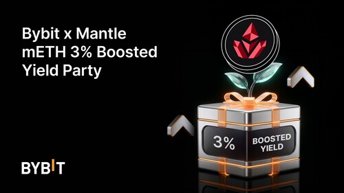 Bybit Launches mETH Boosted Yield Campaign With Fixed 3% Bonus APR on On-Chain Earn (PRNewsfoto/Bybit) Bybit Launches mETH Boosted Yield Campaign With Fixed 3% Bonus APR on On-Chain Earn (PRNewsfoto/Bybit)