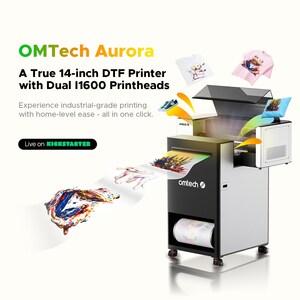OMTech Launches Aurora: A True 14-Inch DTF Printer That Brings Industrial-Speed Apparel Printing to Any Workspace