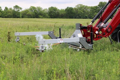 This electric weed control unit transmits an electric current through any contacted plant, and it can help to both reduce tall fescue seedheads and control problem weeds in pastures. Photo by Kevin Bradley This electric weed control unit transmits an electric current through any contacted plant, and it can help to both reduce tall fescue seedheads and control problem weeds in pastures. Photo by Kevin Bradley