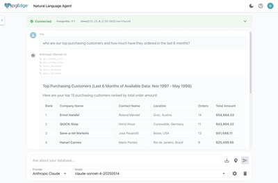 pgEdge Agentic AI for Postgres screenshot pgEdge Agentic AI for Postgres screenshot