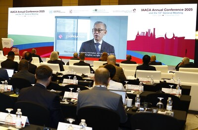 ICAC Commissioner Woo Ying-ming delivers an opening remarks via video conferencing at the IAACA Annual Conference. (PRNewsfoto/Independent Commission Against Corruption of the Hong Kong Special Administrative Region)