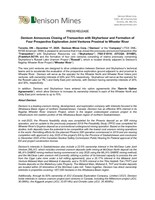 Denison Announces Closing of Transaction with Skyharbour and Formation of Four Prospective Exploration Joint Ventures Proximal to Wheeler River. (CNW Group/Denison Mines Corp.)