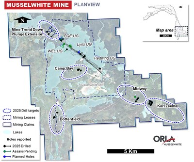 Figure 3: Plan View Showing Location of Targets and Reported Drill Holes (CNW Group/Orla Mining Ltd.) Figure 3: Plan View Showing Location of Targets and Reported Drill Holes (CNW Group/Orla Mining Ltd.)