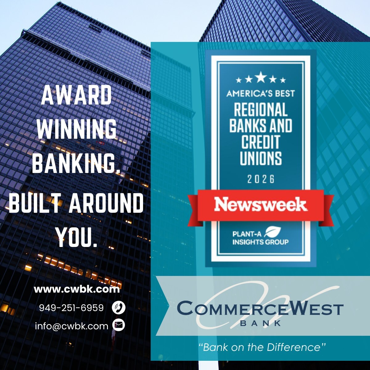 CommerceWest Bank Named as One of America's Best Regional Banks & Credit Unions 2026
