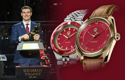 The Fernando Mendoza Heisman Trophy Timepiece collection includes two ultra-custom designs: the Titanium 5 DIASIMOS, the model worn by Mendoza when he won the Heisman Trophy, and the 316L stainless steel ARGOS, created for fans to commemorate this historic milestone. The Fernando Mendoza Heisman Trophy Timepieces are available for purchase now in limited quantities per design. For more information or to purchase, visit www.axiatime.com/mendoza. The Fernando Mendoza Heisman Trophy Timepiece collection includes two ultra-custom designs: the Titanium 5 DIASIMOS, the model worn by Mendoza when he won the Heisman Trophy, and the 316L stainless steel ARGOS, created for fans to commemorate this historic milestone. The Fernando Mendoza Heisman Trophy Timepieces are available for purchase now in limited quantities per design. For more information or to purchase, visit www.axiatime.com/mendoza.