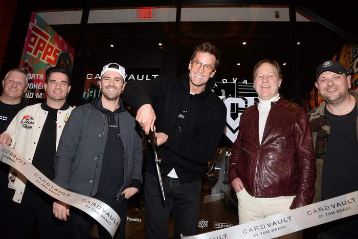 CardVault by Tom Brady co-Founders celebrate the opening of their new Las Vegas store. Photo Credit: Michael Simon/Getty Images for CardVault by Tom Brady