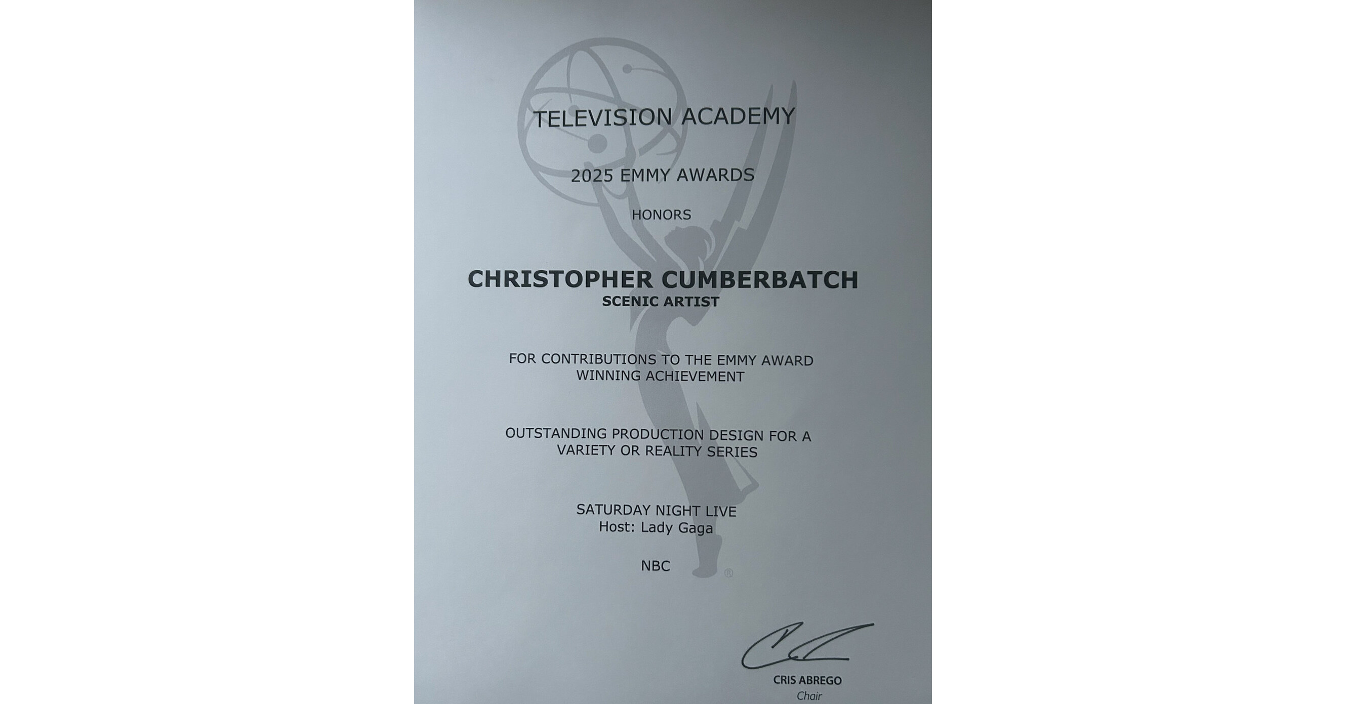 Christopher Cumberbatch Honored by the Television Academy for Emmy&reg;-Winning Production Design on Saturday Night Live