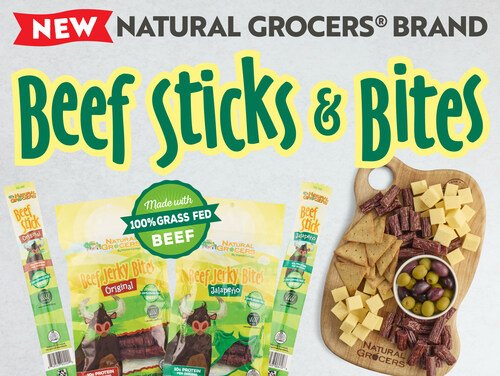 Fuel your day the natural way. Natural Grocers® Brand Grass-Fed Beef Sticks & Bites deliver protein-packed flavor, crafted with 100% grass-fed beef from family farms — Always Affordable℠, always delicious.