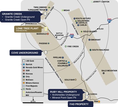 Figure 1: Regional map of Lone Tree Plant and i-80 Gold’s regional projects in Northern Nevada, USA (CNW Group/i-80 Gold Corp) Figure 1: Regional map of Lone Tree Plant and i-80 Gold’s regional projects in Northern Nevada, USA (CNW Group/i-80 Gold Corp)
