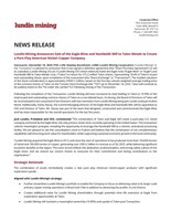 Lundin Mining Announces Sale of the Eagle Mine and Humboldt Mill to Talon Metals to Create a Pure Play American Nickel–Copper Company (CNW Group/Lundin Mining Corporation)