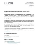 LunR Provides Update on the Trading of its Common Shares