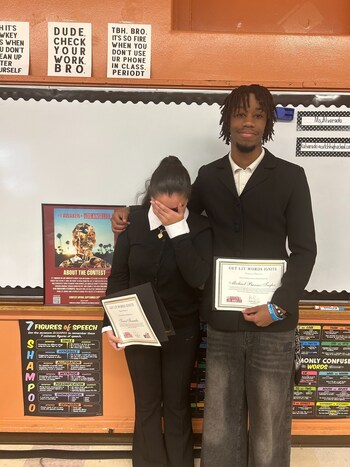 Catch Prep Charter High School Teacher Winner (left) and Student Winner.