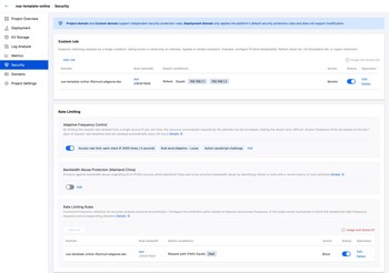 The official version of EdgeOne Pages enables users to configure custom security protection policies, including rate limiting, IP blocklist/allowlist, Referer blocklists, User-Agent blocklist/allowlist, and more