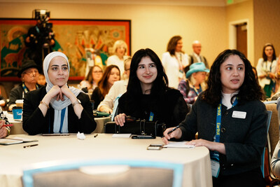 Students from the University of North Texas Zero Waste Textile Initiative attend the Earth Day Women's Summit at the Earthx2025 Congress of Conferences.