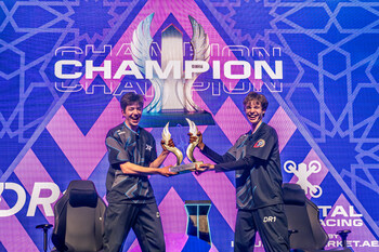 Athletes lift the Phygital Drone Racing presented by Insurancemarket.ae