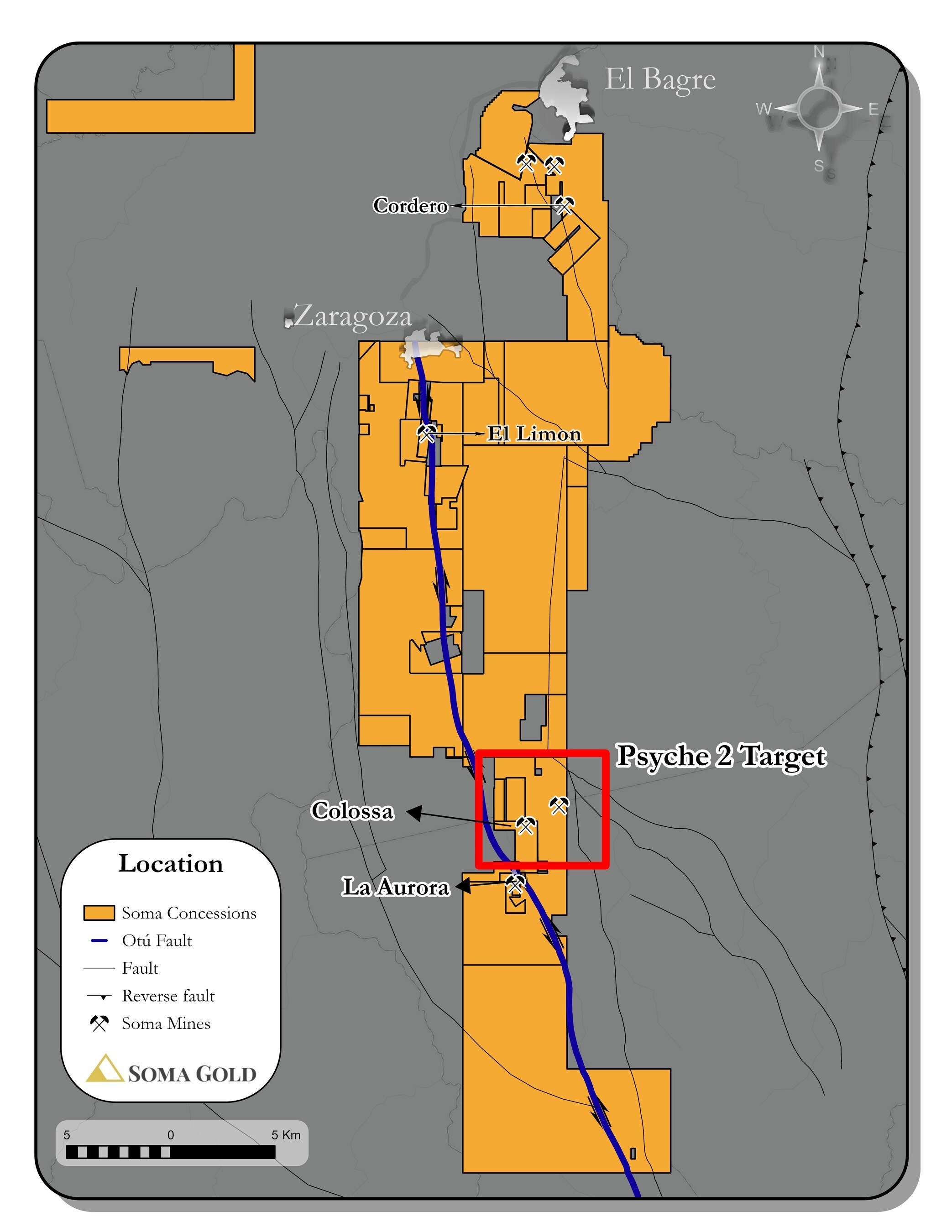 Figure 1: Location of the Psyche 2 Target Area (CNW Group/Soma Gold Corp.)