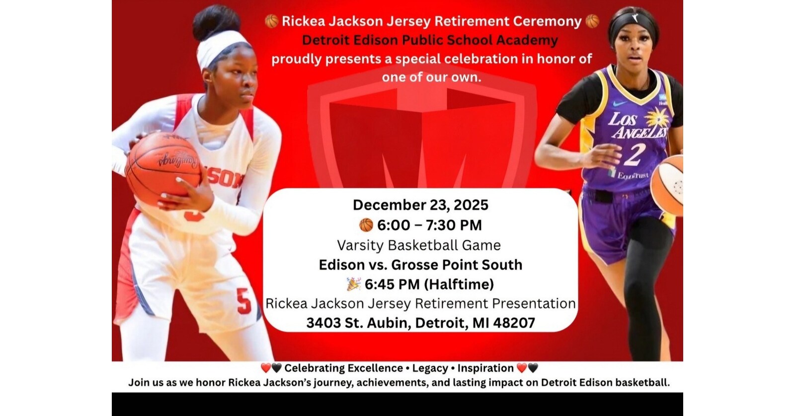 Detroit Edison Public School Academy to Retire WNBA Star Ricky Jackson's Jersey in Ceremony Celebrating Excellence and Legacy