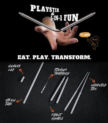 One Pair = Chopsticks + Fidget Toy + Toothpick + Straw + Hanger. The versatile EDC titanium chopsticks ever created.