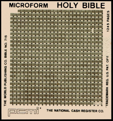 The tiny microfilm scriptures, measuring just over 1.5