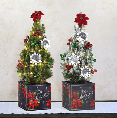 The Be Merry Christmas Tree is available in natural and "snow" frosted