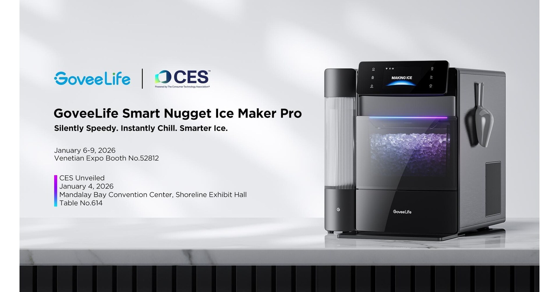 GoveeLife Unveils Smart Nugget Ice Maker Pro at CES 2026, Designed to Deliver Full-Capability, Low-Maintenance Ice-Making for Modern Life GoveeLife Unveils Smart Nugget Ice Maker Pro at CES 2026, Designed to Deliver Full-Capability, Low-Maintenance Ice-Making for Modern Life