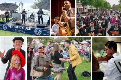 Ticket to Ride takes the stage at Mission Park, Branford Marsalis performed October 18th, Mariachi Los Toreros leads a musical procession up Main Street Ventura, concertgoers of all ages enjoyed the photobooth and facepainting at the free Spring Festival, dancers in Mission Park twist and shout, a Ventura College Chamber Orchestra student performs on May 3rd as part of the student ensemble showcase.