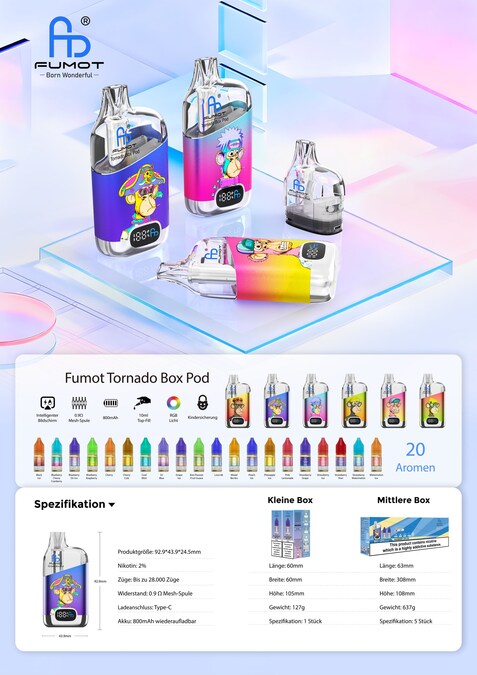 FUMOT Unveils the Tornado Box Pod: A Premium Open-System Vaping Experience  Tailored for Germany