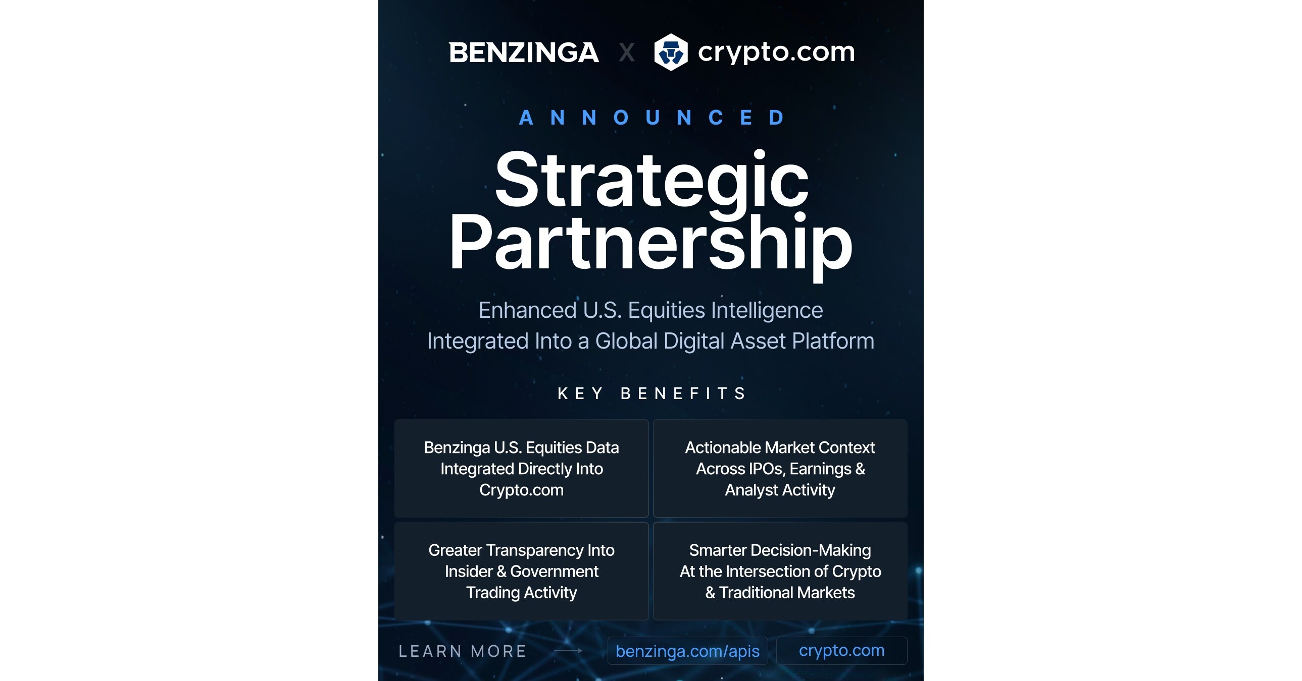 Crypto.com Traders Gain Deeper Market Visibility Through Benzinga Data  Integration